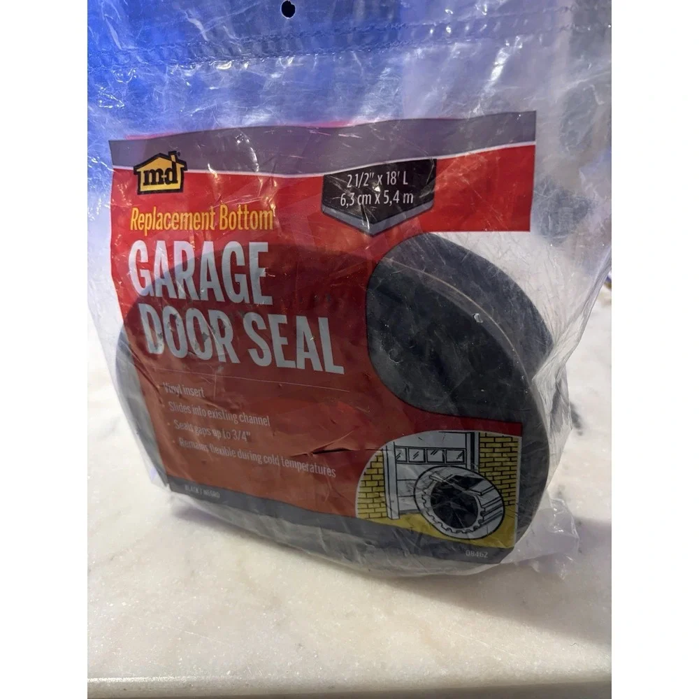 Brand New M-D Building Product 18 Ft. Black Vinyl Replacement Garage Door Seal 1